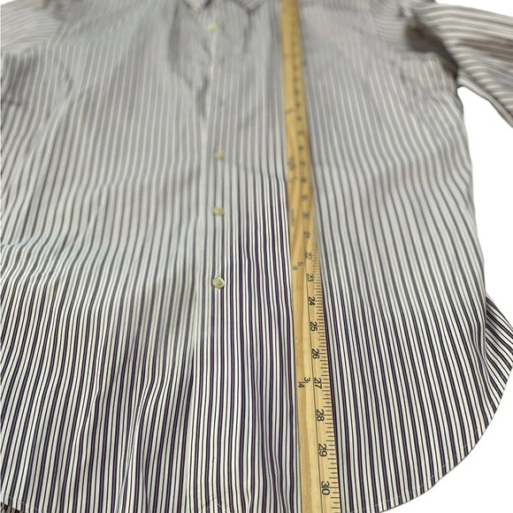 Ralph Lauren Custom Fit Long Sleeve Men’s Button up Shirt.  Purple/White Stripes - Picture 6 of 9